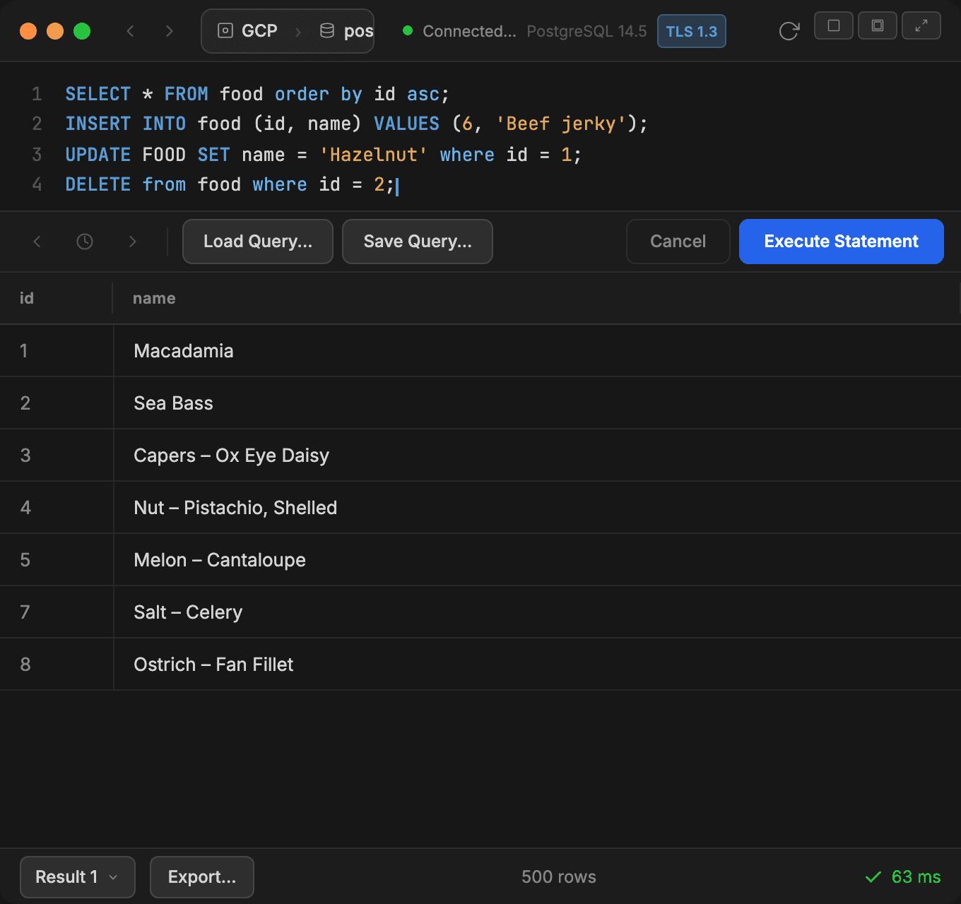 Source database changes